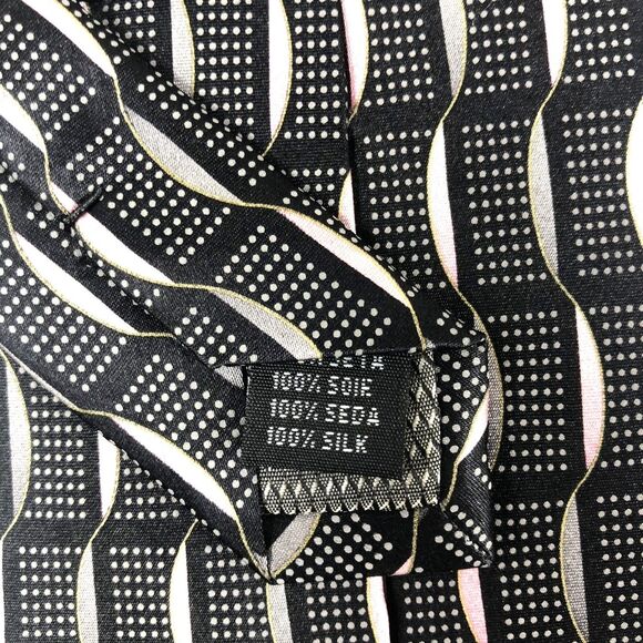 Giorgio Brutini Collezione Silk Tie Black Pink Gray Abstract Dots Design Men's - Picture 6 of 6
